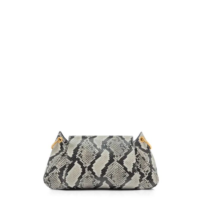 Borsa a tracolla Tara con catena in pelle di pitone stampata Borsa a tracolla Tara con catena in pelle di pitone stampata