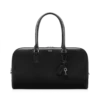 Borsa bowling in morbida pelle fiore con doppia cerniera Borsa bowling in morbida pelle fiore con doppia cerniera