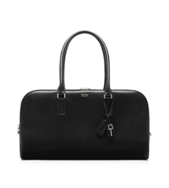 Borsa bowling in morbida pelle fiore con doppia cerniera