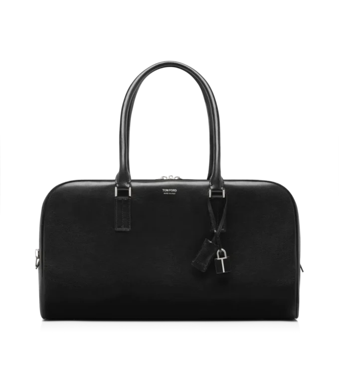 Borsa bowling in morbida pelle fiore con doppia cerniera Borsa bowling in morbida pelle fiore con doppia cerniera