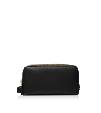 Borsa da toilette in pelle fiore con doppia cerniera