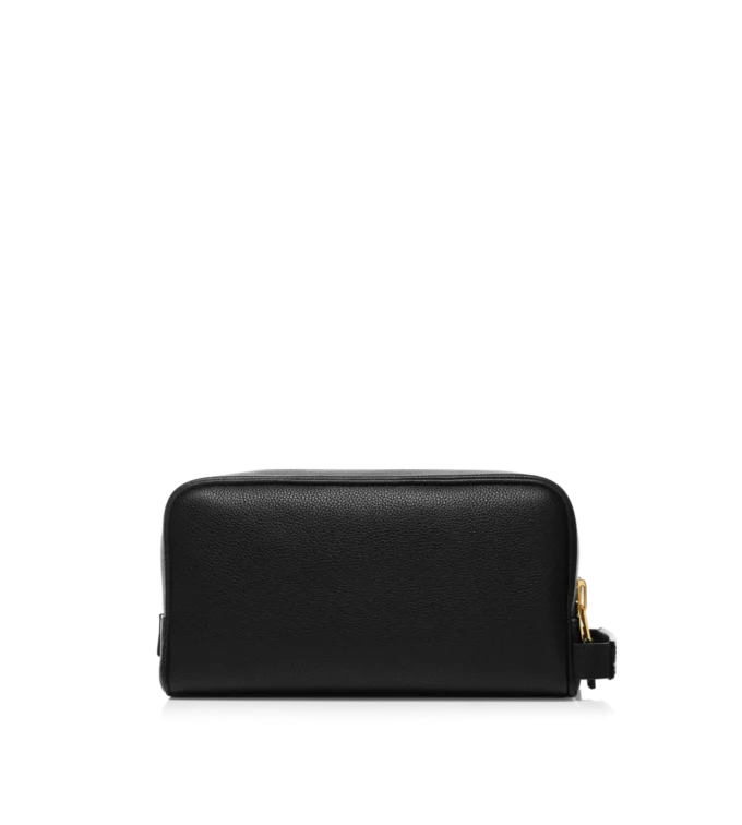 Borsa da toilette in pelle fiore con doppia cerniera