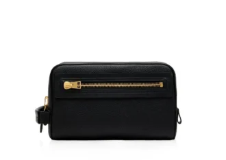 Borsa da toilette in pelle martellata