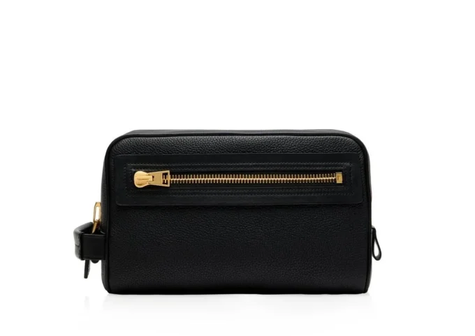 Borsa da toilette in pelle martellata