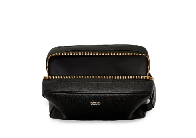 Borsa da toilette in pelle martellata