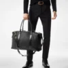 Borsa da viaggio in pelle liscia con fibbia laterale