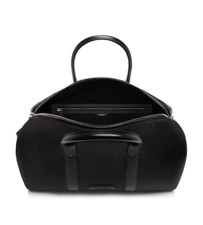 Borsa da viaggio media in pelle fiore con ampia apertura