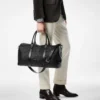 Borsa da viaggio media in pelle fiore con ampia apertura