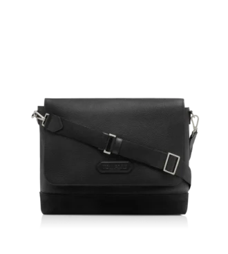 Borsa messenger sportiva chic in pelle e pelle scamosciata