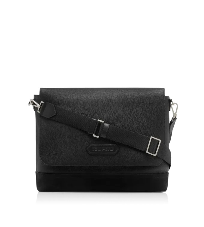 Borsa messenger sportiva chic in pelle e pelle scamosciata