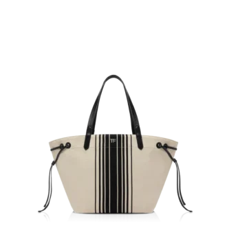 Borsa tote grande in jacquard a righe