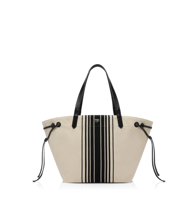 Borsa tote grande in jacquard a righe Borsa tote grande in jacquard a righe