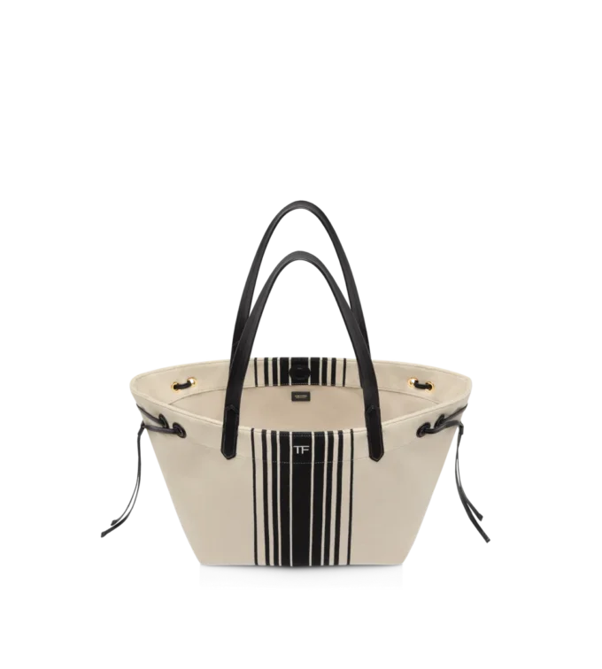 Borsa tote grande in jacquard a righe Borsa tote grande in jacquard a righe