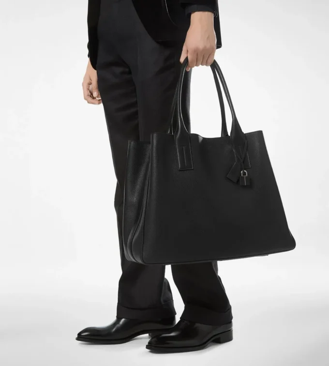 Borsa tote T-Line East-West in pelle martellata