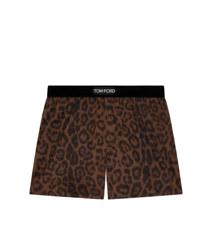 Boxer in seta con stampa leopardo Boxer in seta con stampa leopardo