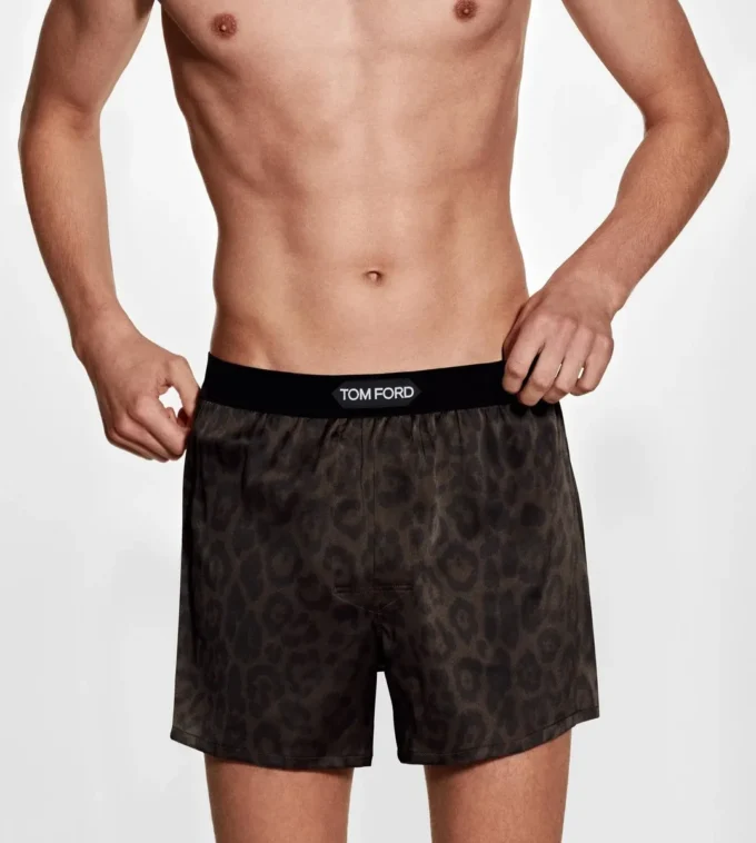 Boxer in seta con stampa leopardo Boxer in seta con stampa leopardo