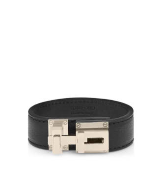 Bracciale con chiusura a T in morbida pelle martellata