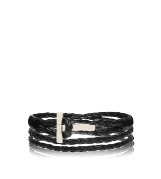 Bracciale T in pelle intrecciata