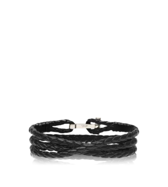Bracciale T in pelle intrecciata