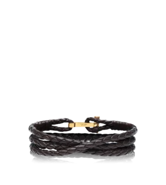 Bracciale T in pelle intrecciata