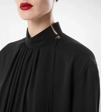 Camicetta a maniche lunghe in georgette di seta lavata