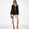 Camicetta in seta a maniche lunghe con coulisse