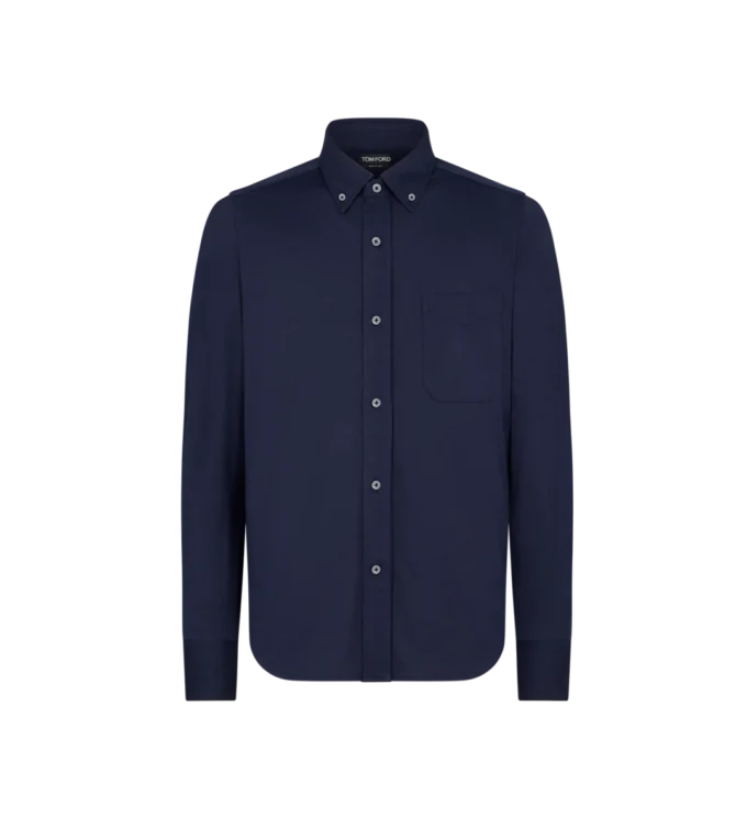 Camicia button down in misto cotone e seta