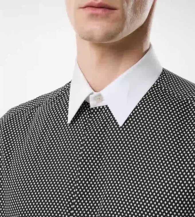 Camicia classica in cotone con stampa a rombi