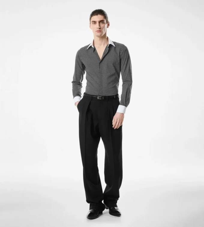 Camicia classica in cotone con stampa a rombi