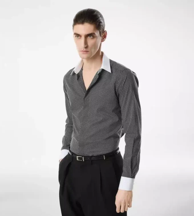 Camicia classica in cotone con stampa a rombi