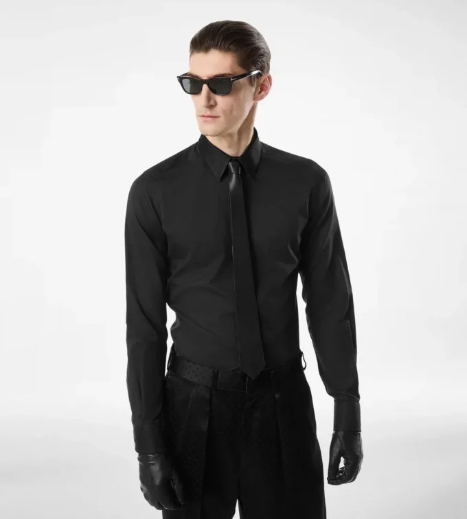 Camicia classica in cotone e seta