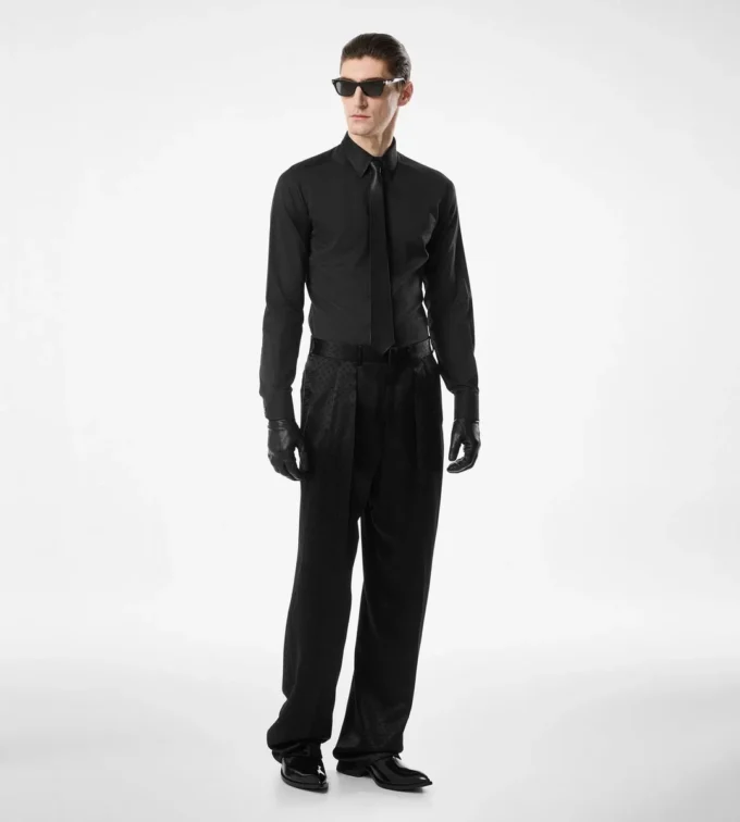 Camicia classica in cotone e seta