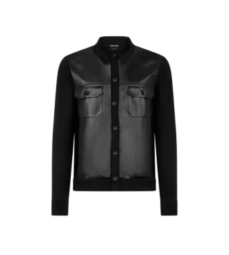 Camicia con davanti in pelle