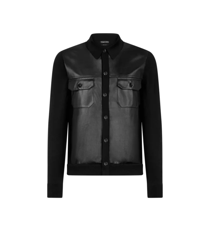 Camicia con davanti in pelle