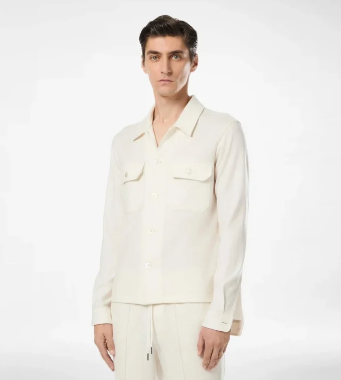 Camicia con taschino in cashmere