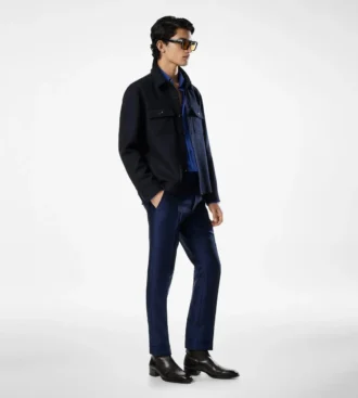 Camicia con taschino in lana leggera