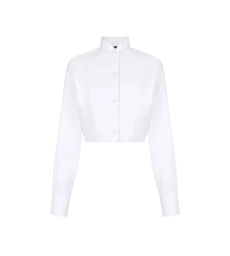 Camicia corta in popeline misto cotone e seta