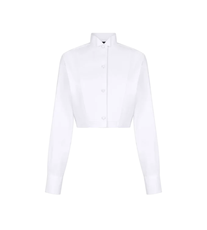 Camicia corta in popeline misto cotone e seta