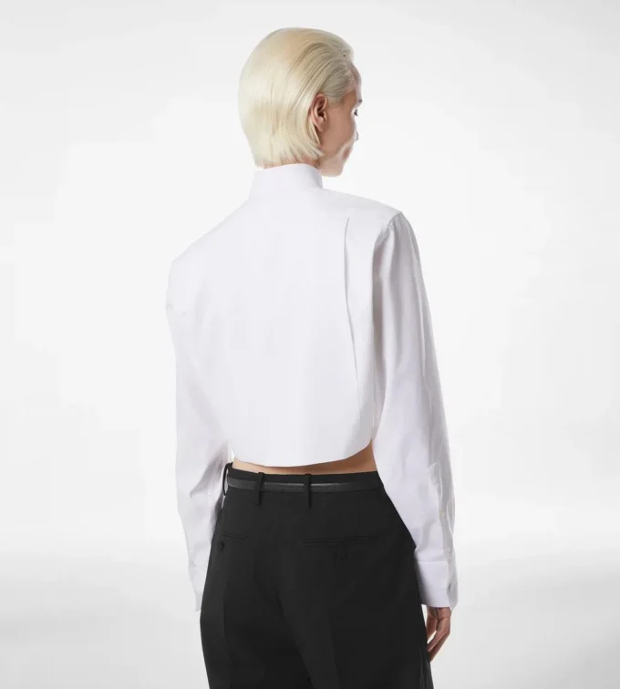 Camicia corta in popeline misto cotone e seta
