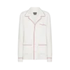 Camicia da notte in twill di seta con bordino e logo TF ricamato tono su tono