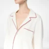 Camicia da notte in twill di seta con bordino e logo TF ricamato tono su tono