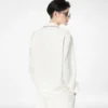 Camicia da notte in twill di seta con bordino e logo TF ricamato tono su tono