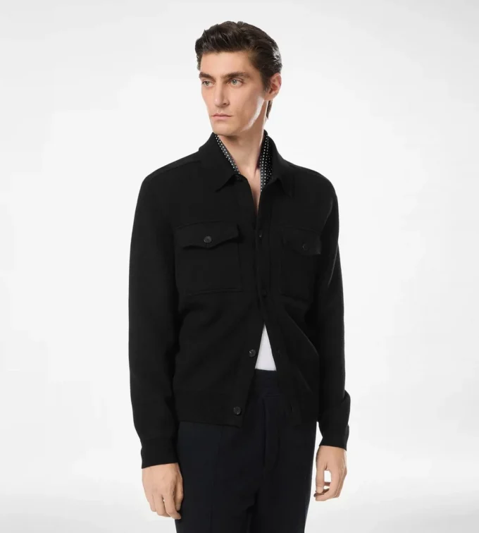 Camicia esterna double face in lana e cashmere