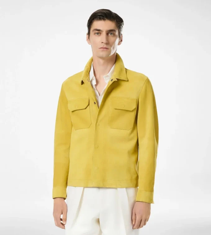 Camicia esterna in pelle scamosciata spazzolata