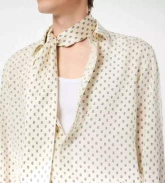 Camicia fluida con stampa paisley in crêpe de chine