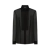 Camicia in chiffon di seta con plastron
