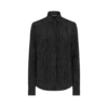 Camicia in crêpe de chine di seta a pois con plastron plissettato