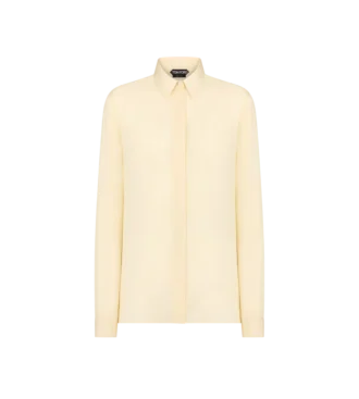 Camicia in georgette di seta lavata con logo TF ricamato tono su tono