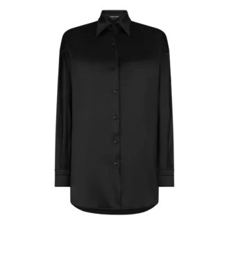 Camicia in raso di seta elasticizzato dalla vestibilità morbida