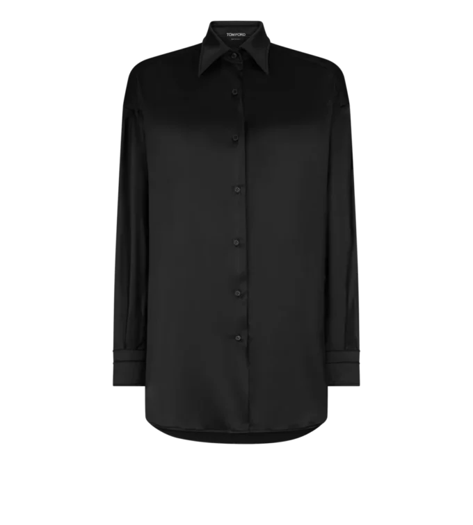Camicia in raso di seta elasticizzato dalla vestibilità morbida Camicia in raso di seta elasticizzato dalla vestibilità morbida
